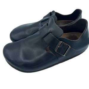 Birkenstock London Loafers Black Leather Shoes Clogs Buckle‎ 37 Regular